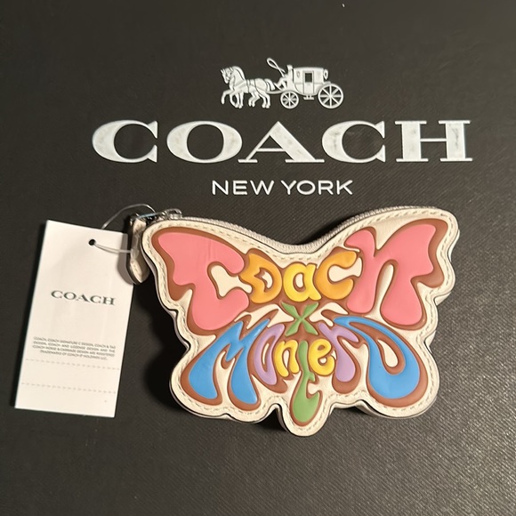 NWT Coach X Lil Nas Butterfly Coin Case Wallet Bag Card Zipper Leather Purse - Picture 4 of 7
